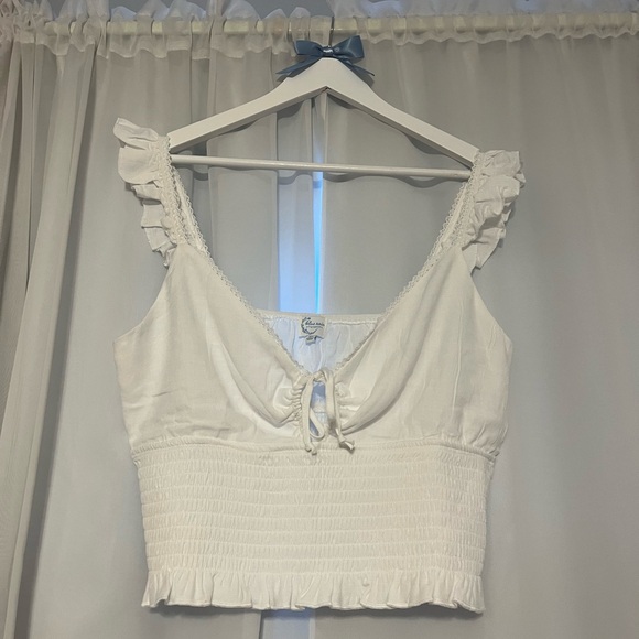 Blue Rain White Ruffled Tank Top - Picture 1 of 3